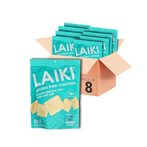 Rice Crackers - Gluten Free Snacks - Deliciously Light and Airy Crunch - Allergen-Friendly, Vegan, Non-GMO, FODMAP Friendly, Seed-Oil Free, Brown Jasmine Rice flavor - 3.53 Ounce Bag (Pack of 8)