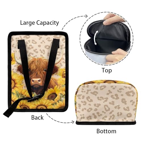 Image of Highland Cow Car Trash Can Hanging Mini Auto Garbage Bin with Lid Washable Leak Proof Automotive Car Rubbish Bags for Back Front Seat,Car Interior Accessory