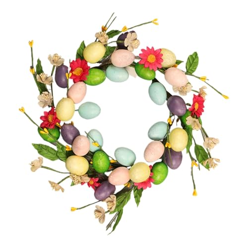 Corona porta di Pasqua – corona di Pasqua per porta d'ingresso, ghirlanda di Pasqua artificiale di fattoria | benvenuto di Pasqua, belle corone di primavera per porta, decorazione
