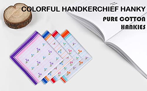 Women's Cotton Handkerchiefs, Ladies Cotton Handkerchief, Girls Hankies for Gift,Hanky Pack of 123