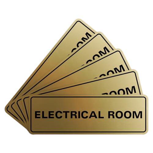 All Quality Standard Electrical Room Sign - Brushed Gold - Medium (5 Pack)