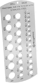 DIY Hand Tool Drill Gauge Stainless Steel 1/16"- 1/2" by 64THS- Imperial Standard Hand Tool