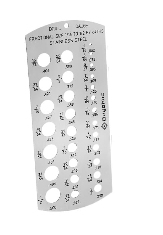 A.D. International DIY Hand Tool Drill Gauge Stainless Steel 1/16"- 1/2" by 64ths- Imperial Standard Hand Tool-image-25