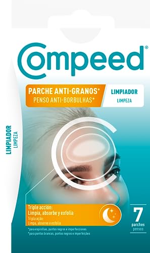 Compeed® - Parches Granos Limpiadores con Hidrocoloides | Limpia, Absorbe y Exfolia - Uso Nocturno | 7 Parches de 6,8 x 4,2 cm