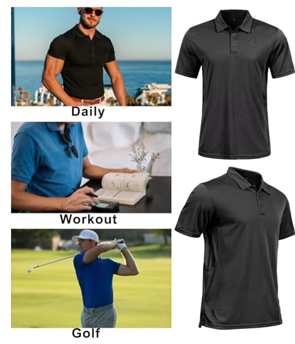 GYMELITE Men's Golf Polo Shirt Short & Long Sleeve Polo Shirts Dry Moisture Wicking Performance Outdoor Casual Collar Shirt3