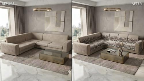 Image of L Shape Sofa Cover 3+2 Seater Pack of 14 (Grey Rider)