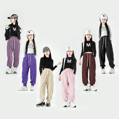 MINI PANDA Girl's Lightweight Drawstring Sweatpants Jogger Pants with Pockets,360 Grams of Soft 100% Cotton Jogging Pants2