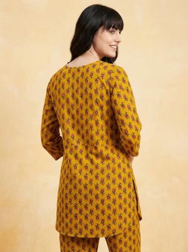 Image of Bee M Pee Designer Trendy Floral Printed Cotton Kurta Coord Sets for Women | Stylish Casual Tunic Kurti Set with Pant for Woman for Office
