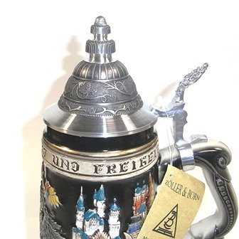 Amazon.co.jp: ZB ドイツビアジョッキ 500ml ドイツ国鷲＆8都市 黒