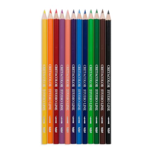 Image of BRUSTRO Artist's Wiro Watercolour Paper Pad, 300 GSM, A4(8.3x11.7 in), 25% Cotton, Cold Pressed, 15 Sheets with Cretacolor Studio Line Watercolor Pencil Set of 12,Assorted|for Drawing,Painting
