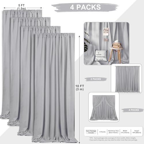 Cortinas de fondo de poliéster gris 20ft x 10ft 4 paneles miniatura 3