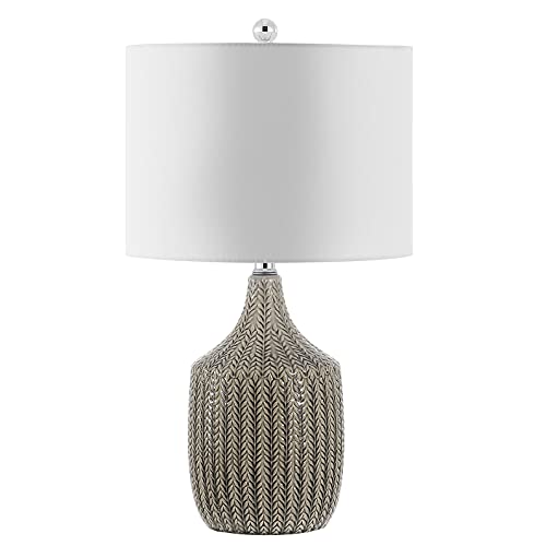 Lámpara de mesa de cerámica gris 25 pulgadas con pantalla blanca miniatura 3