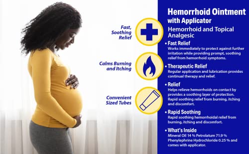 Hemorrhoidal Pain Relief Ointment 2 Oz (56G) Per Tube Hemorrhoid Treatment For Fast Acting Itch, Swelling, And Maximum Strength Pain Relief (3 Pack) #TOP2