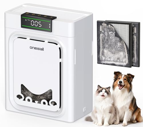 oneisall Air Purifiers for Home Pets with Double-Sided HEPA Washable Filters,Large Room Up To 2200Ft²,Air Purifier for Pet Hairs,Dander Odor Allergies Pollutant Smoke Dust,PP02
