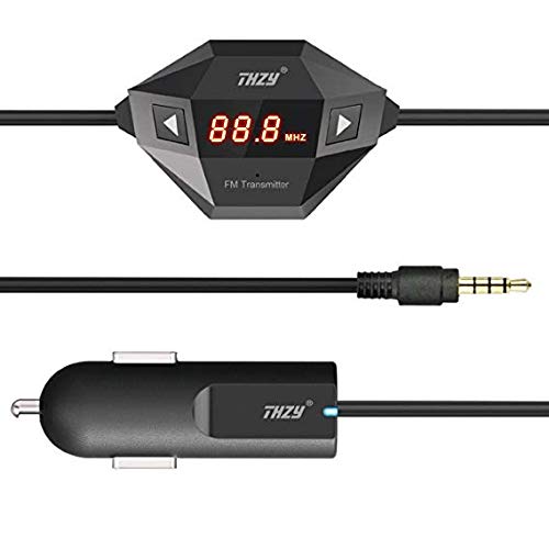 Transmisor FM inalámbrico THZY negro con cargador de coche de audio de 3,5 mm