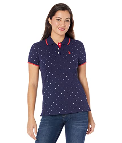 Polo US Polo Assn en maille piquée bleu marine imprimé à pois taille M