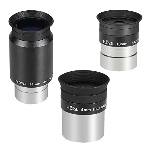 CelticBird 1.25'' Telescope Eyepiece Kit with 3 Plossl Eyepieces 4mm/10mm/32mm Fully Multicoated Optical Lens Metal Construction Fit for 1.25inch Astronomic Telescope and Astronomy Filters