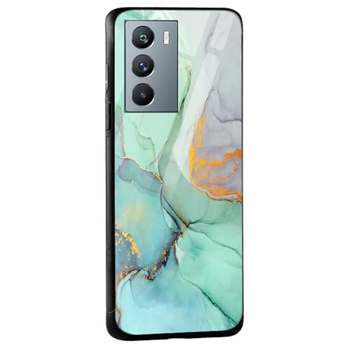 Image of COLORflow Back Cover Compatible with iQOO 9 SE 5G | Green Marble | Shockproof TPU Bumper Cover with Camera Protection Back Cover Compatible with iQOO 9 SE 5G