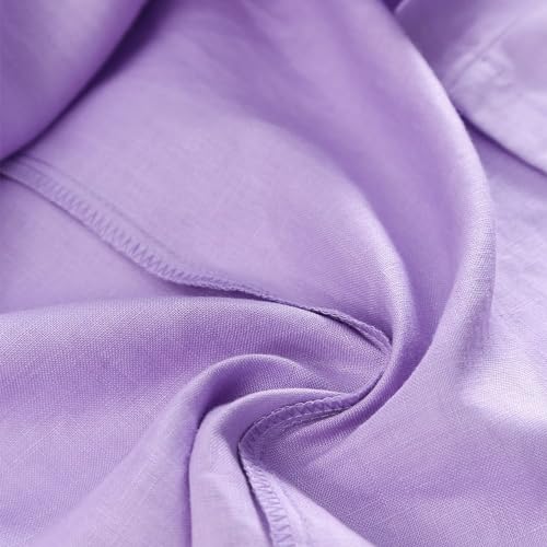 Image of Amazhiyu Women's 100% Linen High Low Midi Dress with Pocket | Summer Casual Flowy Dresses, Sleeveless Crewneck Dresses, Solid Color