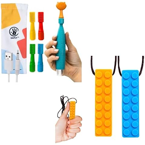GAFLY Rechargeable Therapen - Oral Massager for Speech Therapy and 2 Pack Sensory Chewing Tool Necklace Bundle Cover