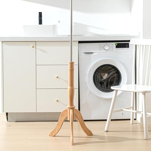Leinuosen 2 Set Mannequin Stands Wood Tripod Dressmaker Form Base Dress Form Stands 45 Inches Compatible with Most Standard Mannequin for Shop Window Clothing Studio(Natural) - Thumbnail 6