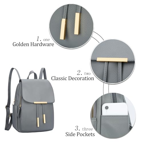 Image of KKXIU Trendy Leather Backpack Purse for Women and Ladies Shoulder Travel Daypacks Bags (A-Grey)