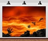 CORFOTO 7x5ft Fabric Hellfire Backdrop Wicked Souls Tormented Halloween Theme Photography Backdrop Burning Lake of Fire Halloween Hell Party Props Portrait Photoshoot Props