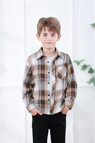 Image of Betusline Boy and Men Button Down Plaid Shirt