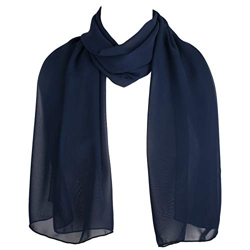 Hat To Socks Écharpe Femme Premium en Mousseline Fabriquée en Corée – Étole Légère et Transparente, Châle Élégant et Doux pour Toutes les Saisons (Bleu Marine)