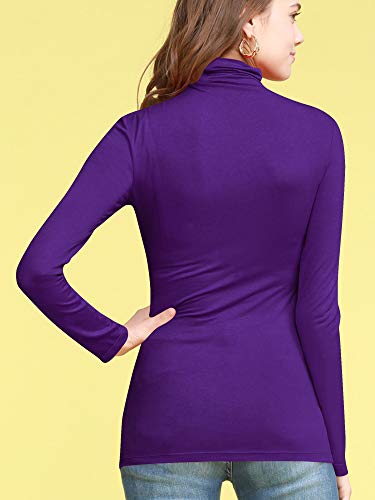 Image of Lock and Love Women's Turtleneck Top Lightweight Long Sleeve Slim Fit Pullover, Soft Rayon Stretch Layering Basic, S-3XL