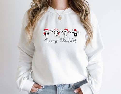 Mooey Christmas Sweatshirt, Cow Sweatshirt Multicolor2