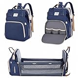 Zaino Fasciatoio con Lettino Pieghevole,Borsa Zaini fasciatoio,Zaino Mamma Multifunzione,Zaino impermeabile per Borsa Da Viaggio Portatile Con Letto Pieghevole,per Viaggiare mamma papà (Blu navy)