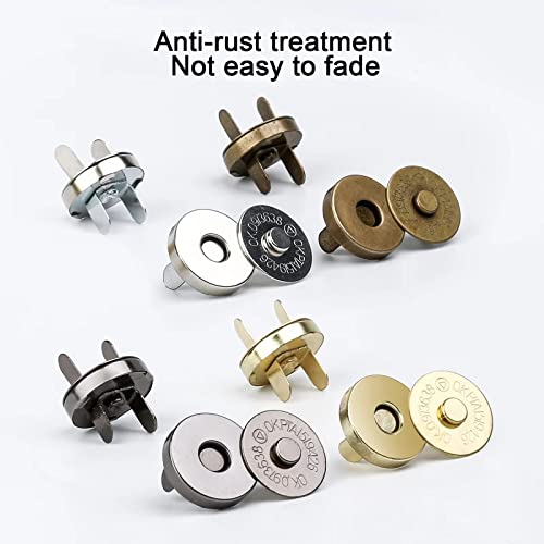 CoKeeSun Magnetic Clasps for Bags 60 Pcs, Magnetic Buttons 14mm and 18mm, Metal Bag Clasps and Closures Set including Washers - Image 4
