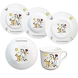 Kindergeschirr Tiere Kinderservice 5-tlg. Pferde Kinder Service Set aus Porzellan Teller Becher Schale personalisierbar mit Wunschname Name Kindergeschirr mit Namen personalisiert