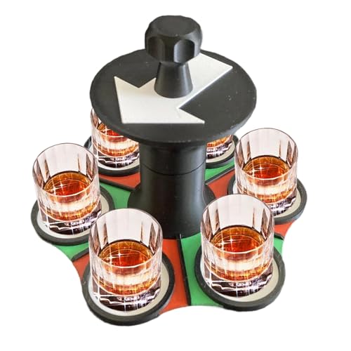 Juego de ruleta para beber, divertido juego giratorio de fiesta de alcohol con soporte para vasos de chupito, 5.51 x 5.51 x 5.12 pulgadas, juego de bebidas para adultos para reuniones de amigos