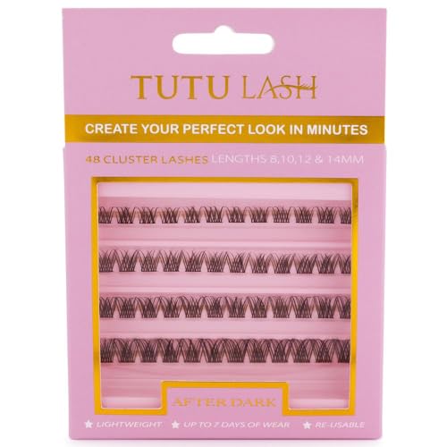 Tutu Lash Caramel Lashes Brown DIY Cluster Lashes AFTER DARK 48 x lash clusters self application easy to apply box re-usable vegan (After Dark Brown Cluster Lashes)