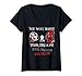 Damen Gespenstische Horror-Puppen Halloween Gruselige Punk Goth T-Shirt mit V-Ausschnitt
