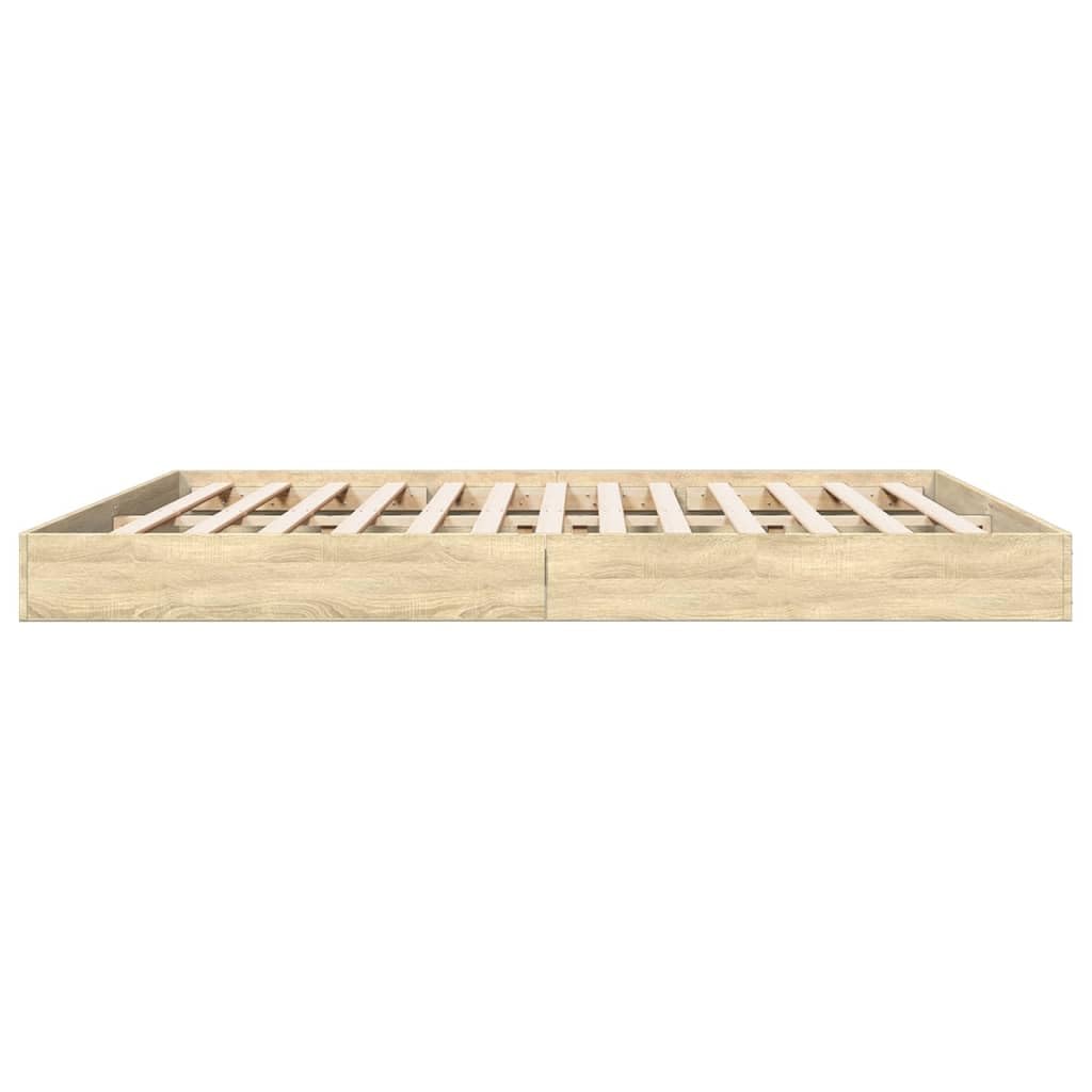 Brokky Cama 180x200 cm Estructura de Cama Madera Somier 180x200 cm con Base de Láminas Cama Doble, Cama Adulta-Roble Sonoma-180 x 200 cm/17 cm