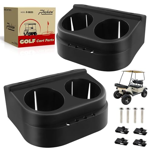Roykaw Golf Cart Dual Cup Holder Compatible with Club Car DS 1993-Newer G&E Models DS Cup Drink Holder OEM# 1016811 101708301 2 Pack