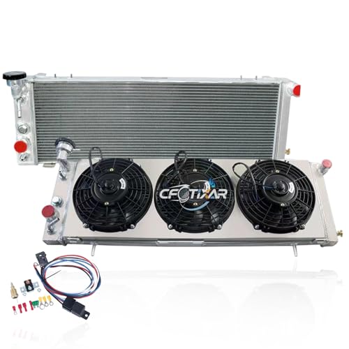CFOTIXAR all Aluminum Radiator+Shroud Fans+Relay Compatible With 1991-2001 Jeep Cherokee Wagoneer XJ 4.0L Comanche L4 L6 Off Road Radiator Automotive Replacement Engine Radiators #1193