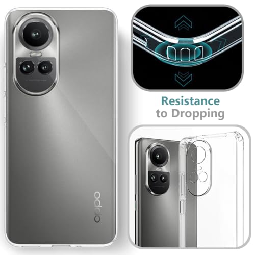 Image of Fashionury Crystal Clear Case for Oppo Reno 10 5G / Reno 10 Pro 5G | Yellowing Resistance | Transparent TPU Silicone | Raised Camera Lips | Slim Transparent Cover