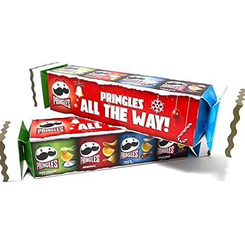 2 x Pringles Christmas Cracker Gift Set Table Decoration- Christmas Cracker 2022 - Pringles Crisps Gift Set Stocking Filler 8 x 40g Tubs Cover