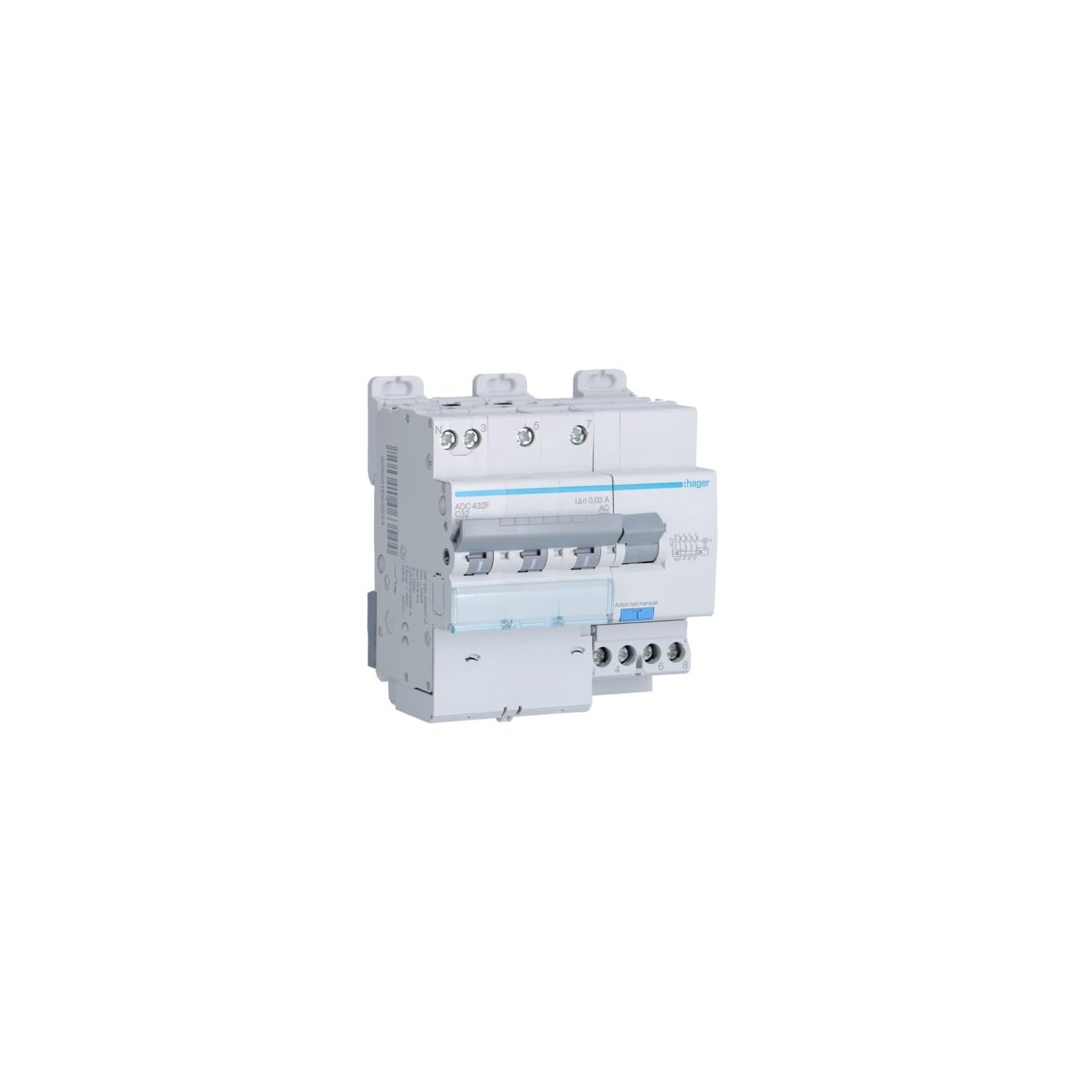 Disjoncteur diff. 3P+N 6-10kA 32A 30mA - HAGER ADC432F