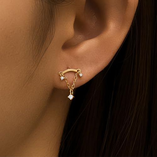 Hidden Helix Earrings Dangle Rhinestone Helix Earrings Threadless Flat Back Earrings Hypoallergenic Cartilage Earring Hidden Helix Piercing Jewelry3