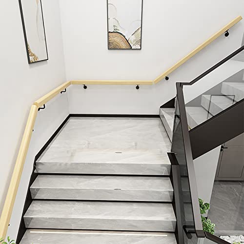 Kit complet de rampe d'escalier bois rustique avec supports de fixation fer