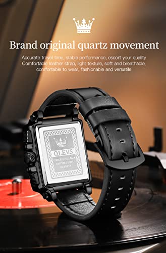 Image of OLEVS Square Watches for Men Chronograph Fashion Business Watch Luminous Waterproof Casual Wrist Watches