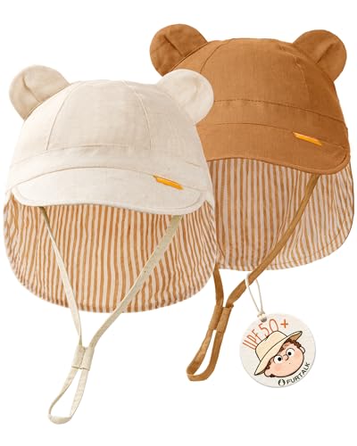 FURTALK Baby Sun Hat UPF 50+ Toddler Hat with Neck Flap Breathable Adjustable Fit for Boys & Girls