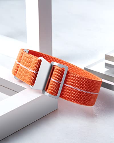 Image of BINLUN Elastic Nylon Watch Band 18mm 20mm 22mm Marine Nationale Fabric Military Parachute Replacement Watch Strap Men Women Silver & Black Buckle - Upgraded Hook-and-Loop Buckle
