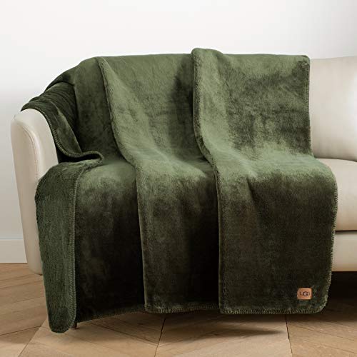 Ugg 18963 Whitecap Plush Flannel Oversized Reversible Fleece Throw Blanket Luxury Lightweight Comfortable Cozy Hotel Style Machine Washable Soft Luxurious Blankets, 70 X 50-Inch, Forest #TOP5