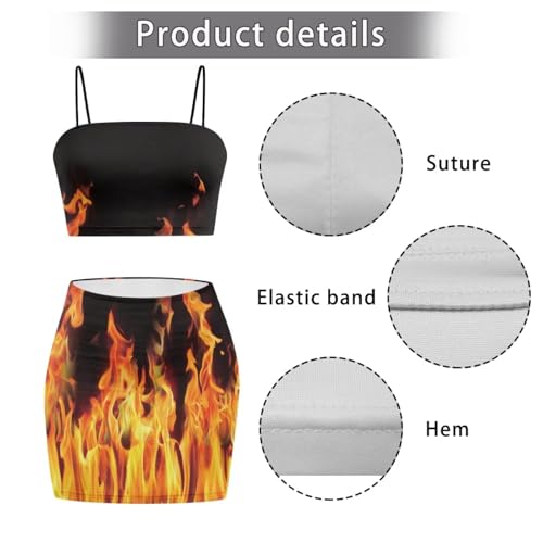 Image of Biyejit Women's 2 Piece Summer Outfits Spaghetti Strap Crop Tops and Bodycon Mini Skirt Dress Set Plus Size S-4XL